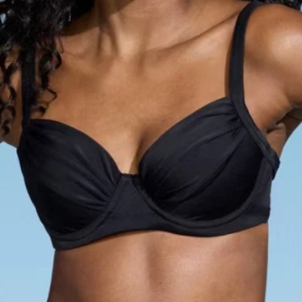 Black Underwire RETRO Bikini Top LANDS END 10